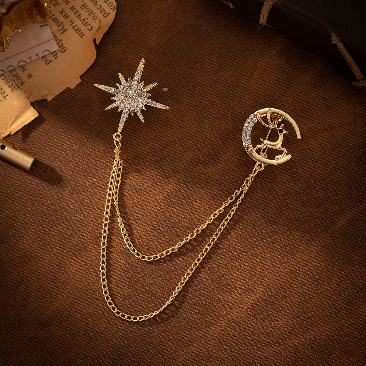 Starry Deer Chain Brooch - Light Luxury Pin 2 Pack - Image 2