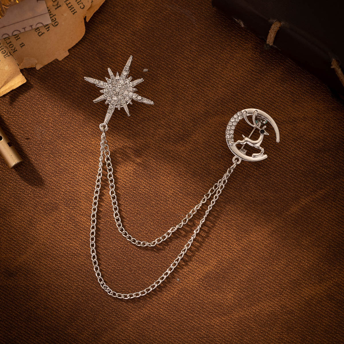 Starry Deer Chain Brooch - Light Luxury Pin 2 Pack - Image 4