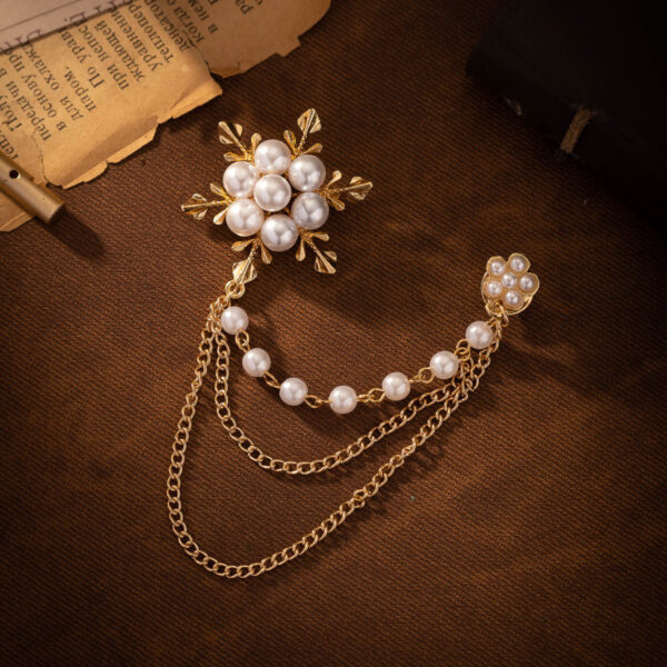 Fashion Clothing Tassel Chain Snowflake Pearl Brooch 2 Pack - Image 2