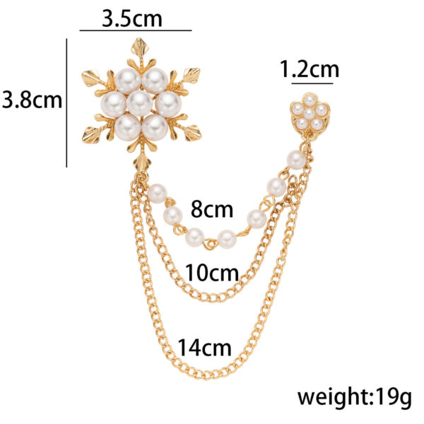 Fashion Clothing Tassel Chain Snowflake Pearl Brooch 2 Pack - Image 3