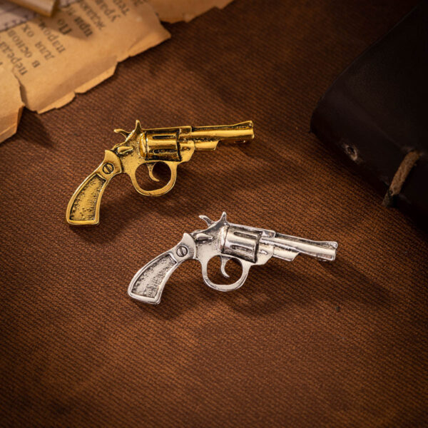 Retro Gold and Silver Revolver Brooch 4 Pack