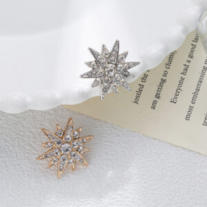 All-Diamond Hexagram Men's Brooch and Shirt Collar Pin 4 Pack 