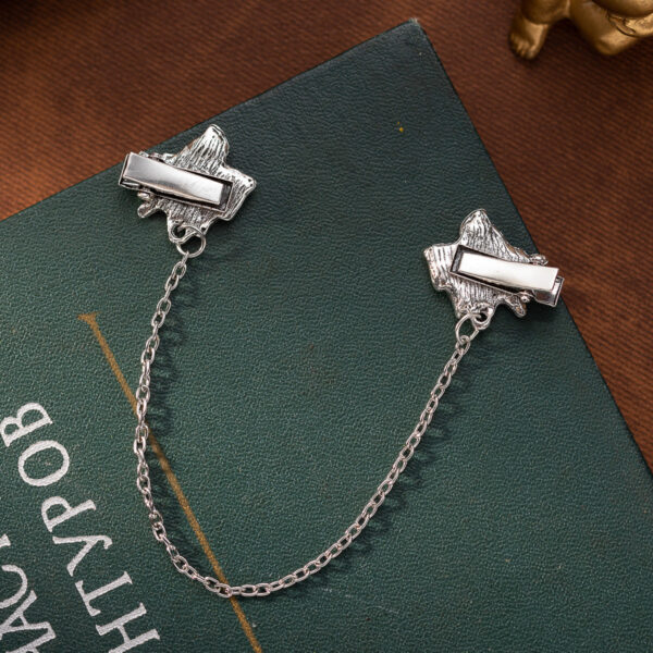 Fashion Oil-Dripping Rose Collar Clip with Chain 3pcs - Image 3