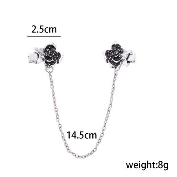 Fashion Oil-Dripping Rose Collar Clip with Chain 3pcs - Image 4