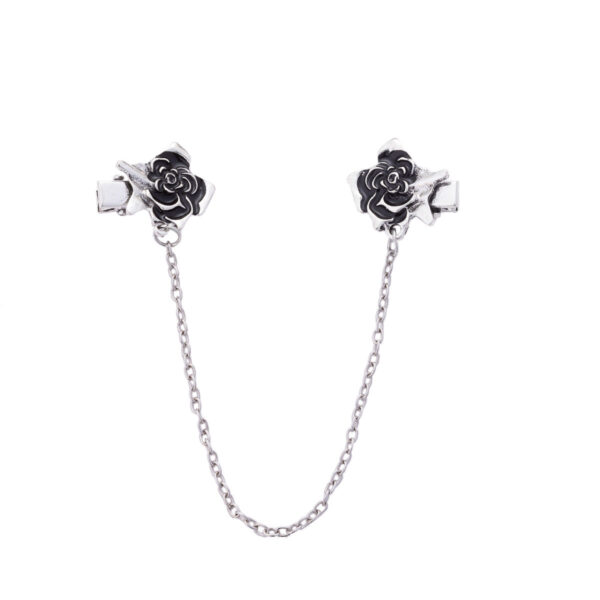 Fashion Oil-Dripping Rose Collar Clip with Chain 3pcs