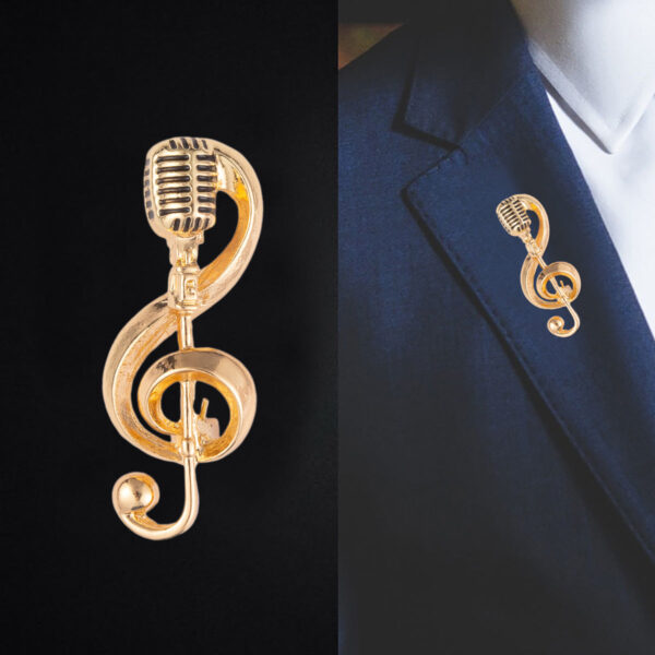 Fashion Microphone Note Brooch Pin for Men and Women's Suits 4 Pack