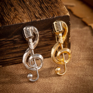 Fashion Microphone Note Brooch Pin for Men and Women's Suits 4 Pack 