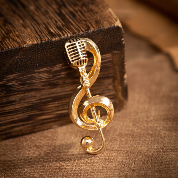 Fashion Microphone Note Brooch Pin for Men and Women's Suits 4 Pack