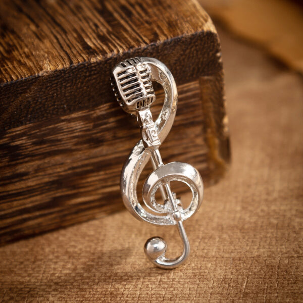 Fashion Microphone Note Brooch Pin for Men and Women's Suits 4 Pack