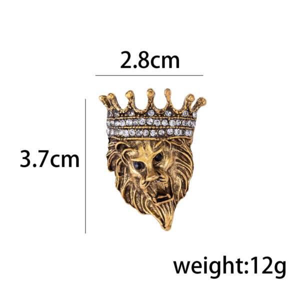 Vintage Lion Head Diamond Crown Pin Badge 4 Pack - Image 6