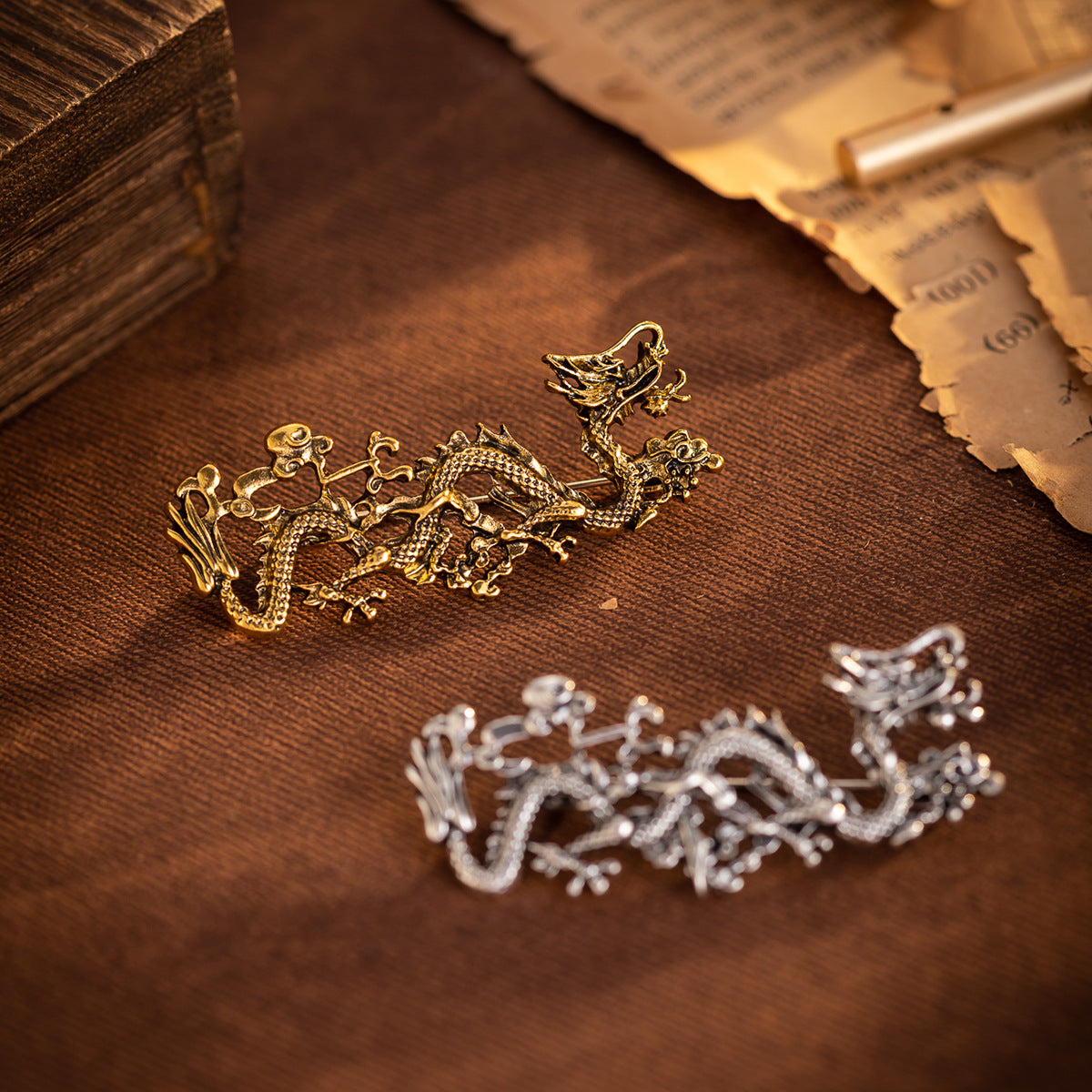 Chinese Ethnic Dragon Totem Brooch 4 Pack