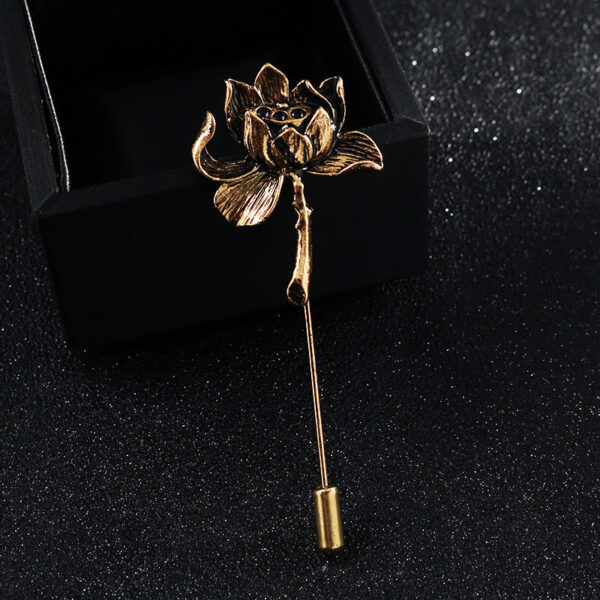 Vintage Gold Silver Lotus Brooch Lapel Pin 6pcs - Image 4