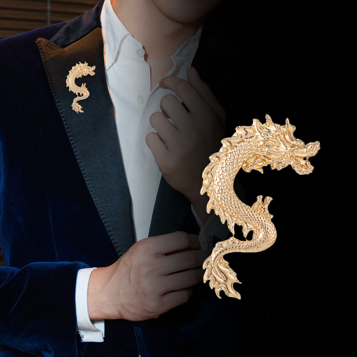 Chinese Dragon Totem Brooch - Men's Zodiac Pin 4 Pack
