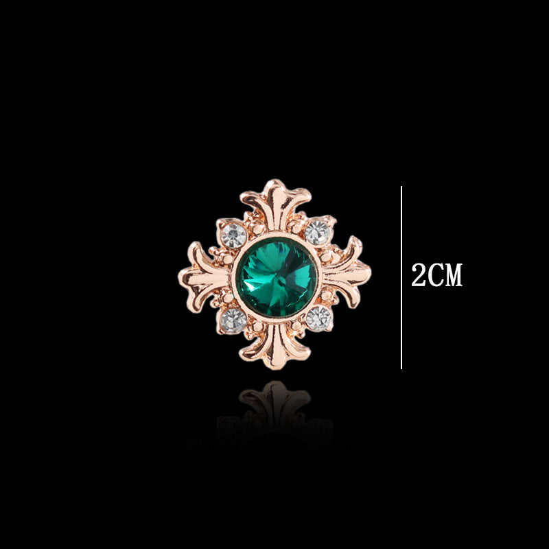 Cross Lapel Pin Blue and Green Diamond Men's Shirt Collar 4 Pack