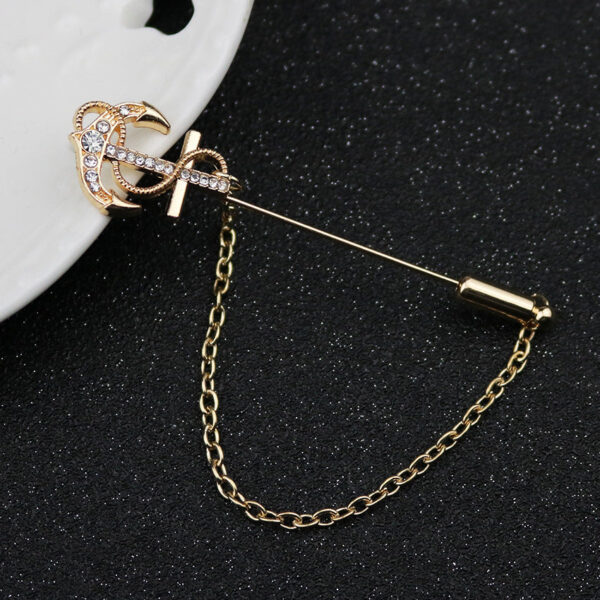 Long-Pin Crown Anchor Rudder Flower Lapel Brooch 4 Pack - Image 2