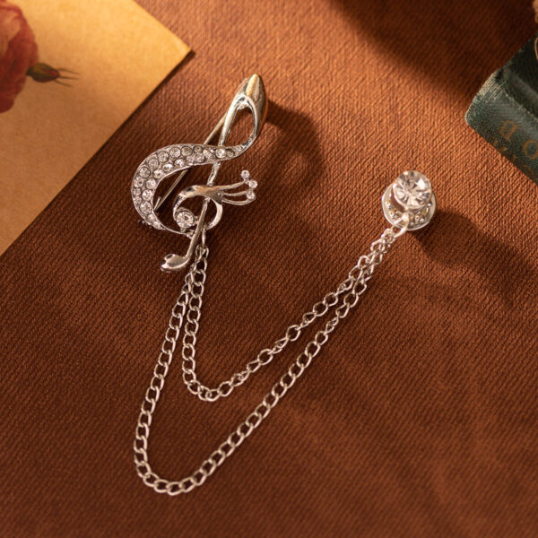 British Style Musical Note Rhinestone Chain Suit Corsage Brooch 3pcs - Image 5