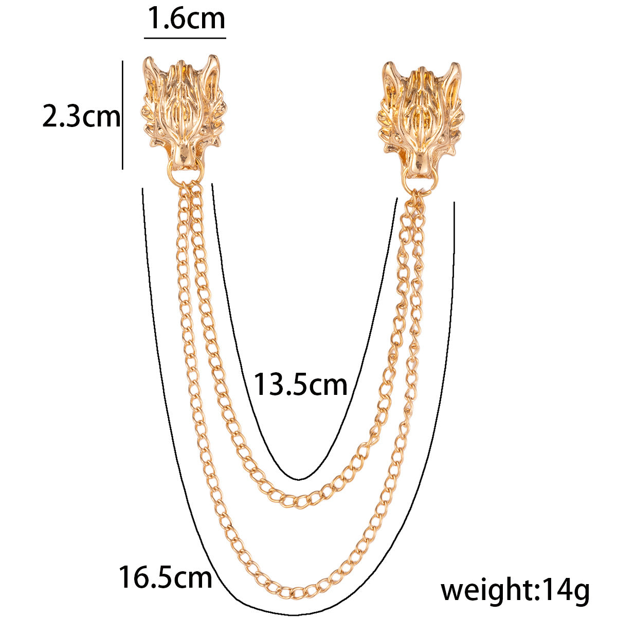 Chain Wolf Head Brooch - Men's Vintage Creative Suit Lapel Pin 3pcs