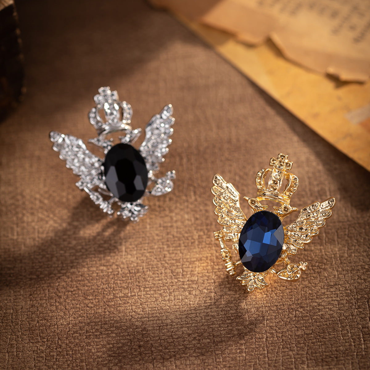 Men's Crystal Gemstone Winged Eagle Brooch - Shirt Lapel Pin 4pcs