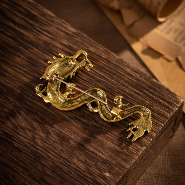 Chinese Style Zodiac Dragon Totem Retro Gold Silver Brooch 3pcs - Image 4