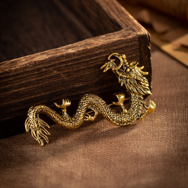 Chinese Style Zodiac Dragon Totem Retro Gold Silver Brooch 3pcs - Image 7
