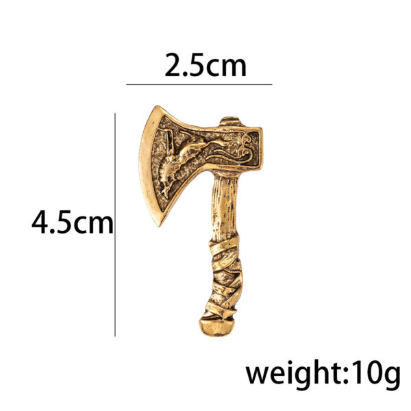 Retro Alloy Corsage Pin, Creative Battle Axe Brooch 3 Color Pack - Image 3