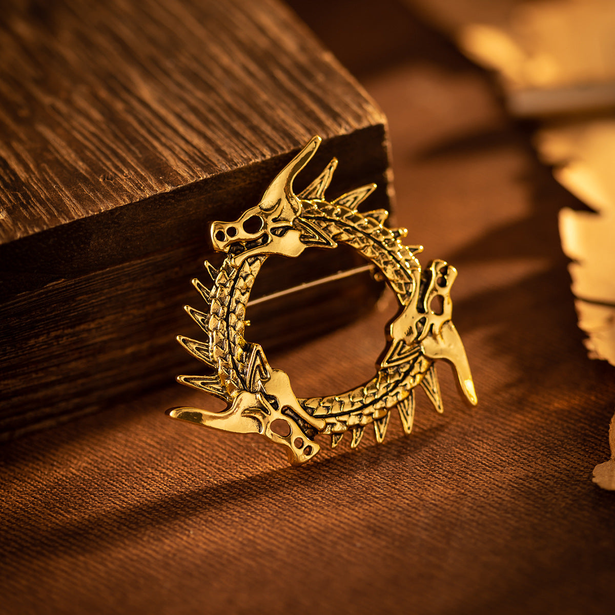 Circular Three-Headed Dragon Brooch - Vintage Pin 3pcs - Image 3