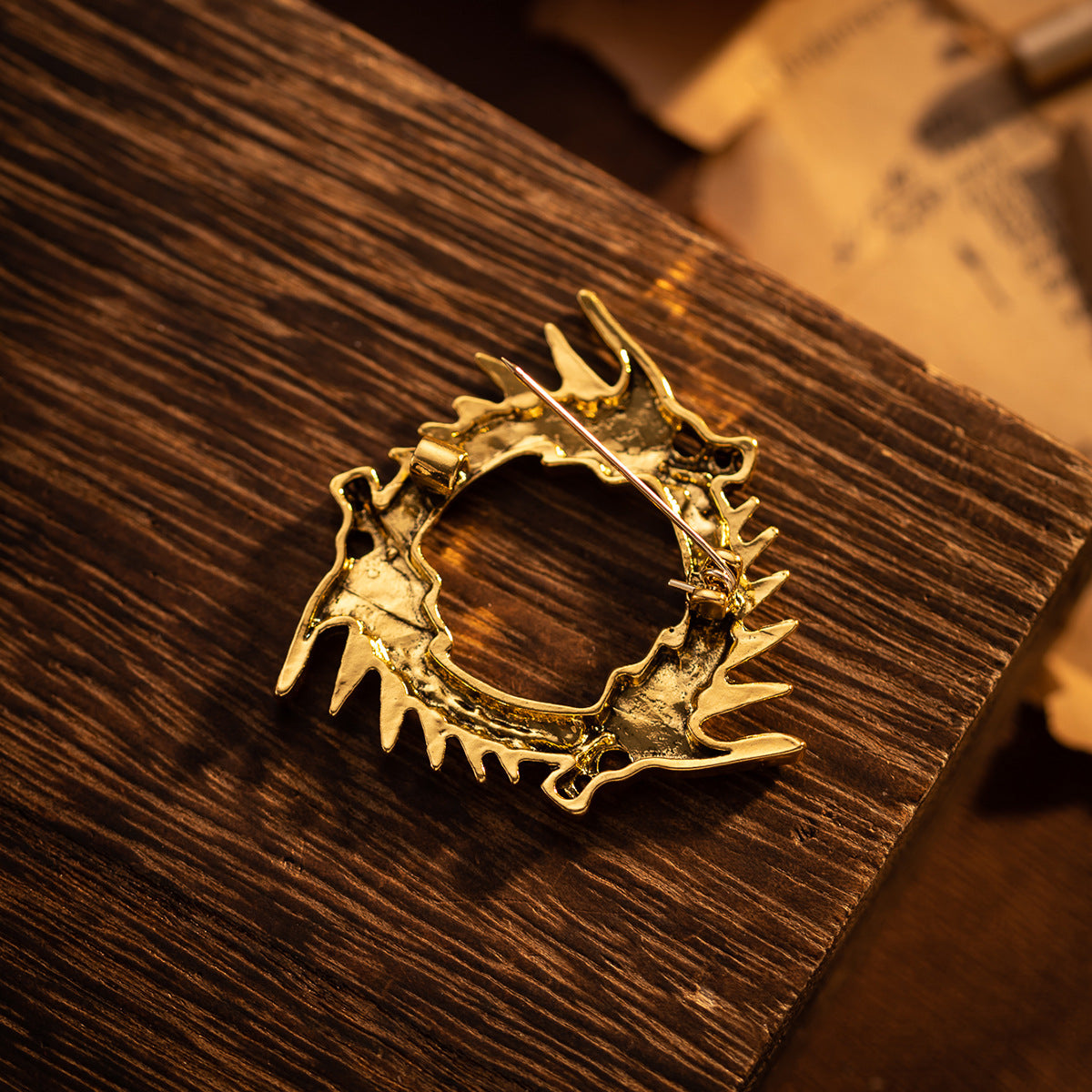 Circular Three-Headed Dragon Brooch - Vintage Pin 3pcs - Image 6