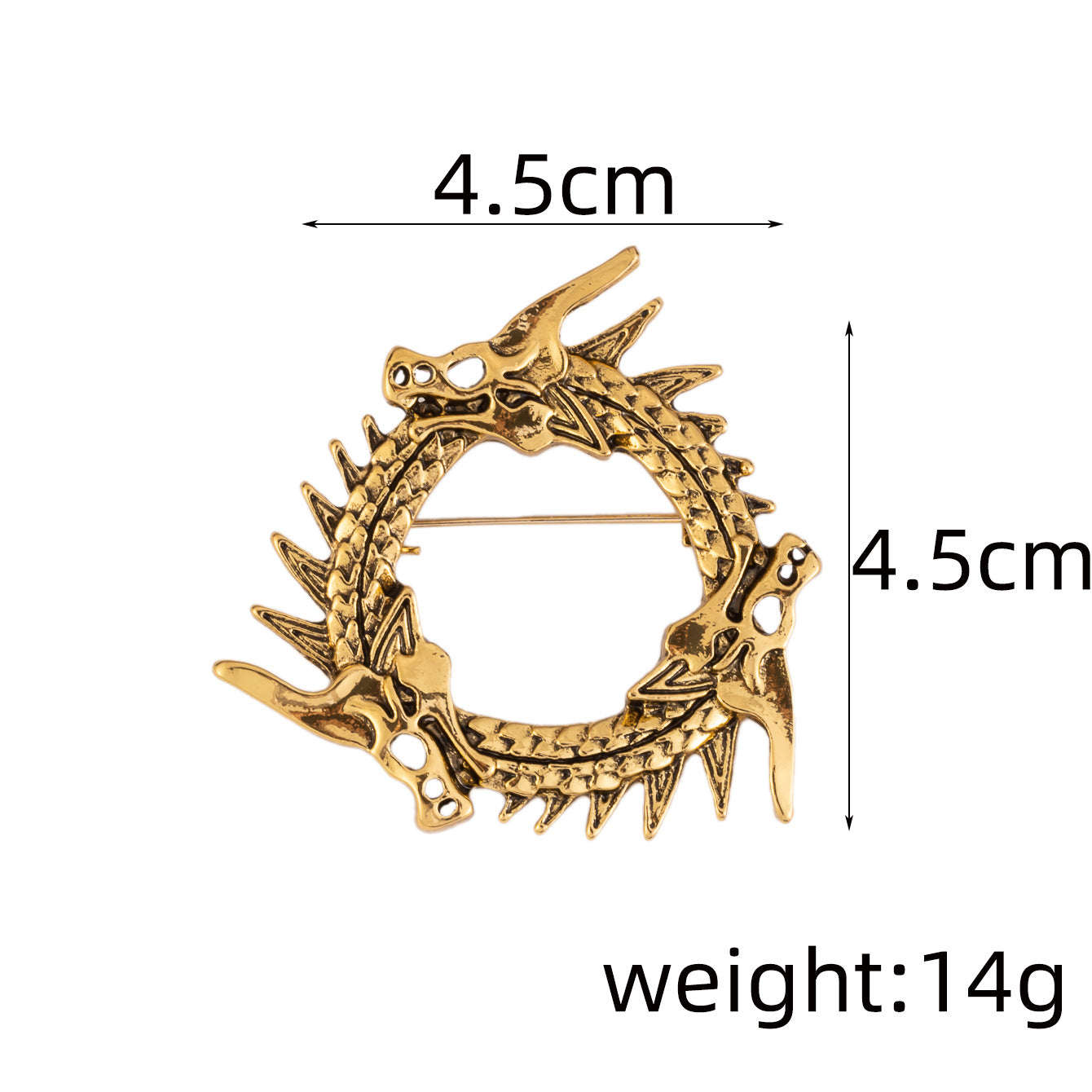 Circular Three-Headed Dragon Brooch - Vintage Pin 3pcs - Image 5