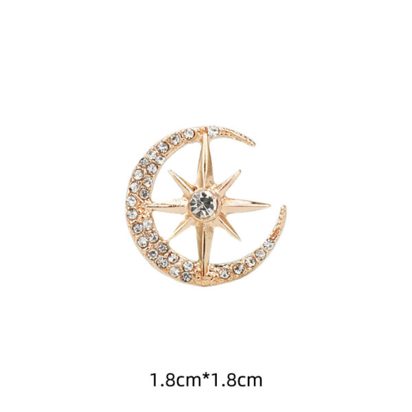 1.8CM Gold Silver Diamond Moon Eight-Pointed Star Suit Brooch 6pcs - Image 6