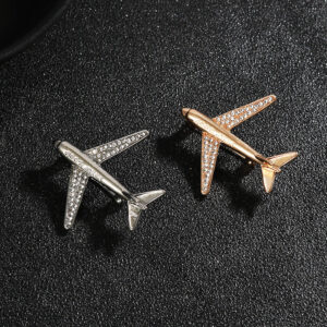Fashion Airplane Brooch Premium Men's Suit Decoration Pin 2pcs 