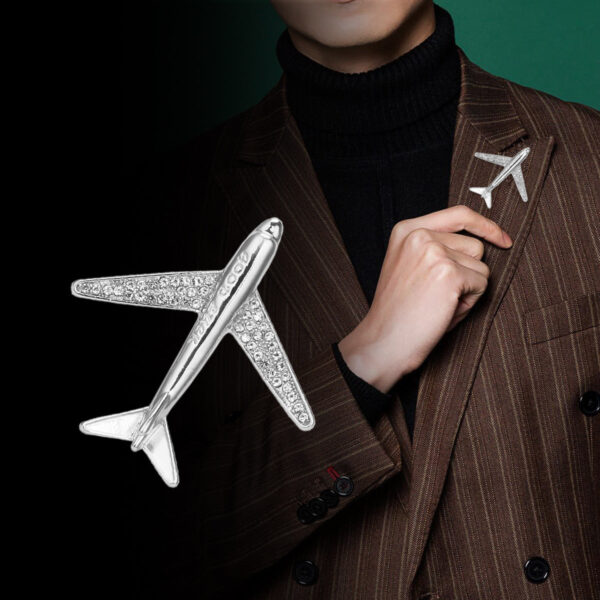 Fashion Airplane Brooch Premium Men's Suit Decoration Pin 2pcs