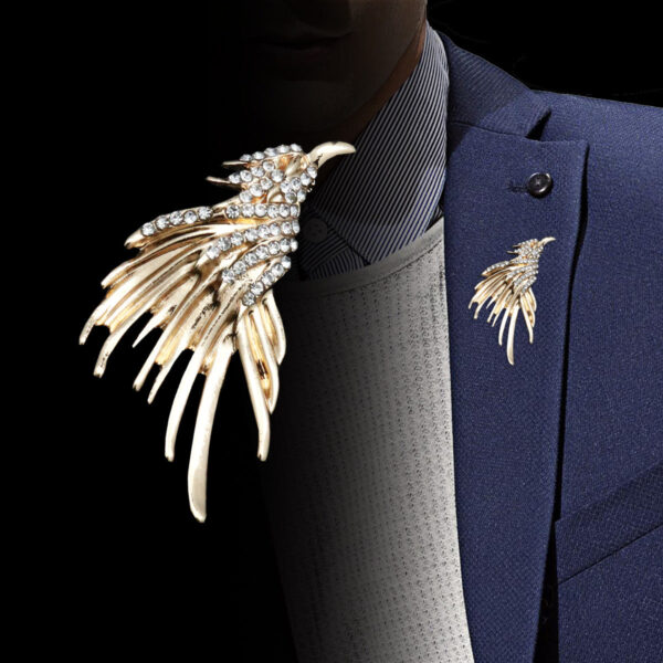 Gold and Silver Eagle Metal Brooch Badge for Men 4pcs - Image 2