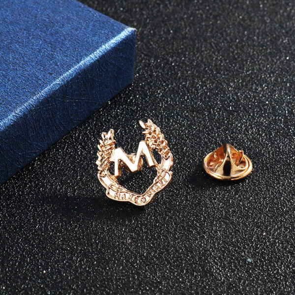 “M” Letter and Wheat Ear Simple Metal Brooch 6pcs - Image 7