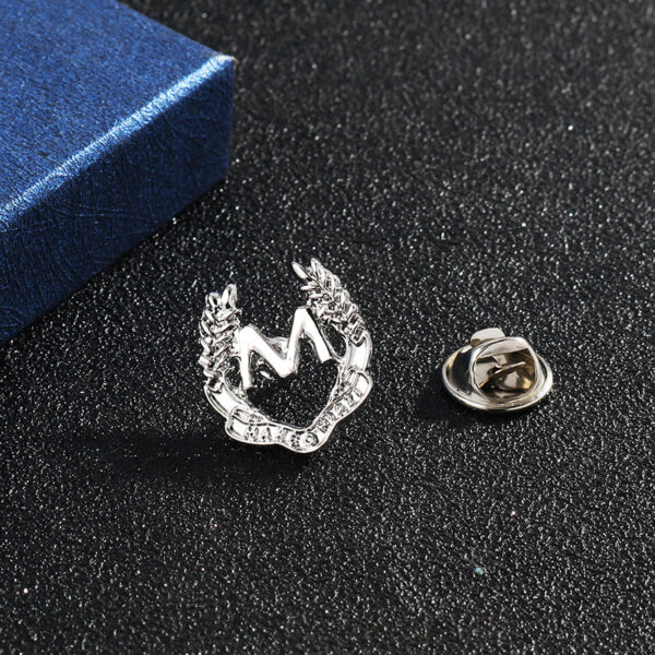 “M” Letter and Wheat Ear Simple Metal Brooch 6pcs - Image 6