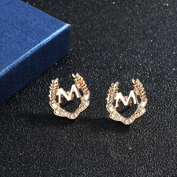 “M” Letter and Wheat Ear Simple Metal Brooch 6pcs - Image 4