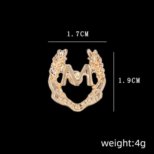 “M” Letter and Wheat Ear Simple Metal Brooch 6pcs - Image 3