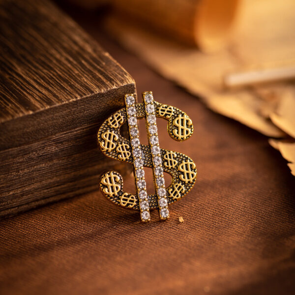 "Get Rich" Dollar Brooch - Gold and Silver 2-Piece Set - Image 6