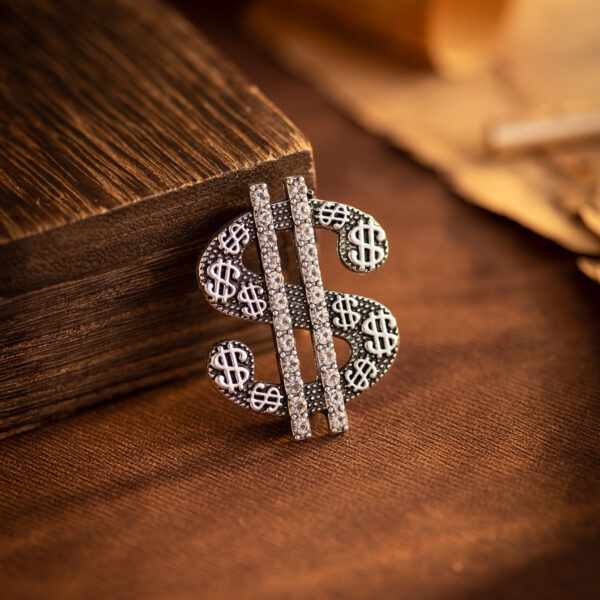 "Get Rich" Dollar Brooch - Gold and Silver 2-Piece Set - Image 5