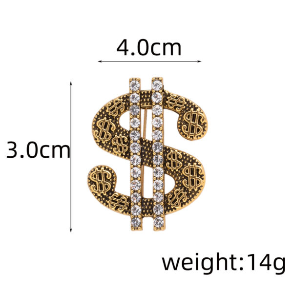 "Get Rich" Dollar Brooch - Gold and Silver 2-Piece Set - Image 7