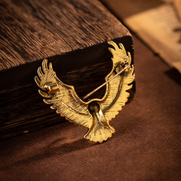 Vintage Gold Silver Retro Eagle Spread Wings Badge Brooch 3pcs - Image 4