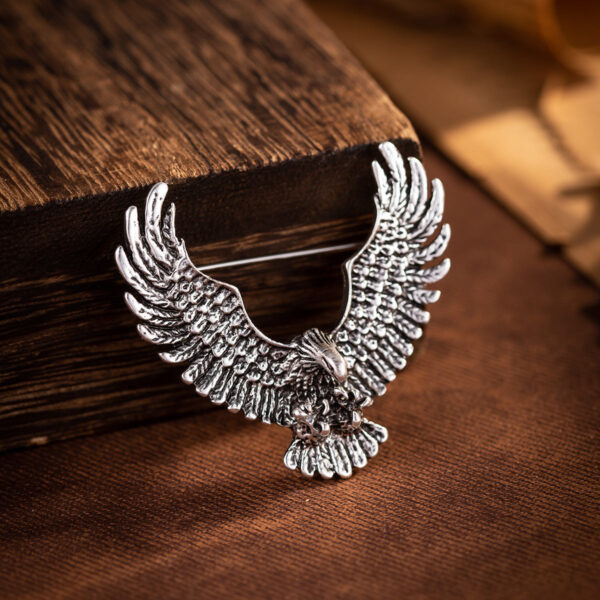 Vintage Gold Silver Retro Eagle Spread Wings Badge Brooch 3pcs - Image 6