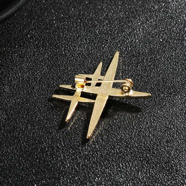 Gold Silver Cross-Shaped Starburst Brooch Pin 4pcs - Image 3