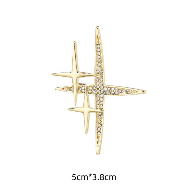 Gold Silver Cross-Shaped Starburst Brooch Pin 4pcs - Image 4