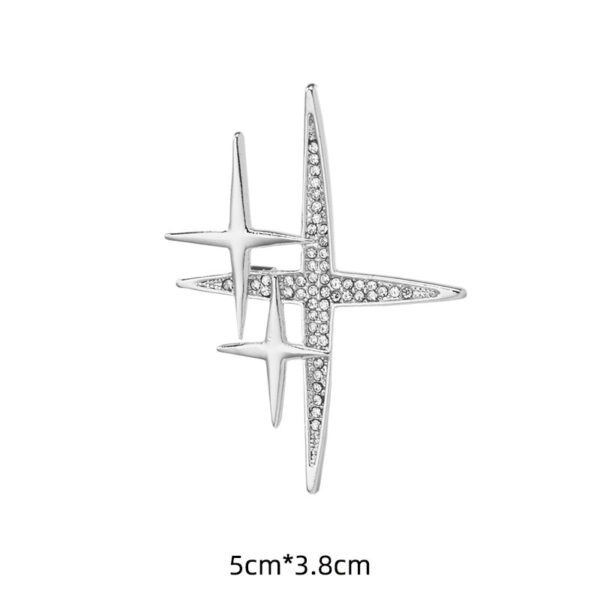 Gold Silver Cross-Shaped Starburst Brooch Pin 4pcs - Image 5
