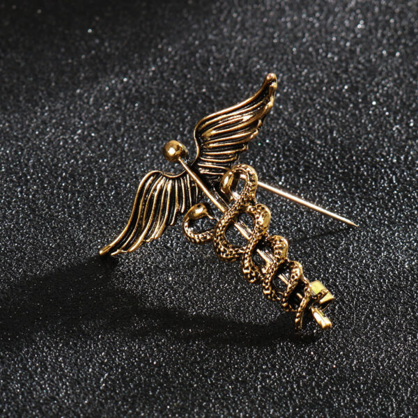 Vintage Gold Silver Angel Wings and Snake Men's Brooch Pin 4pcs