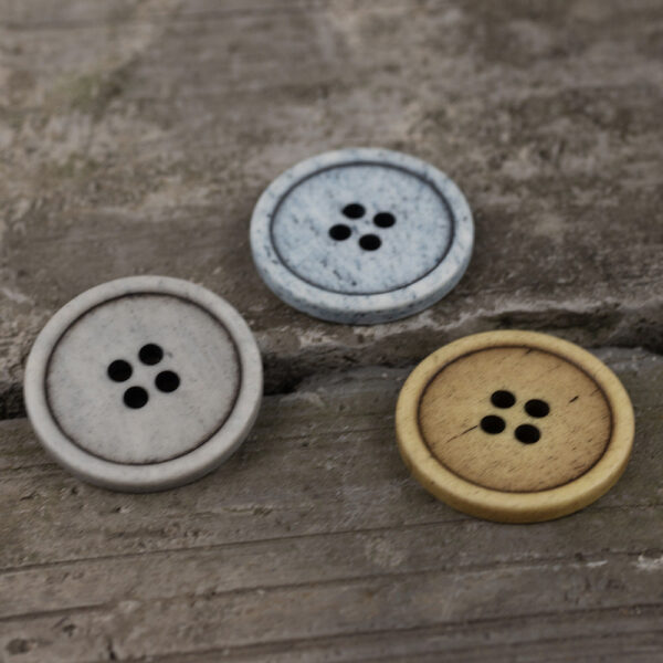 15-25mm Sky Blue Yellow Dark Gray Round 4 Hole Vintage Cow Bone Buttons 10pcs - Image 2