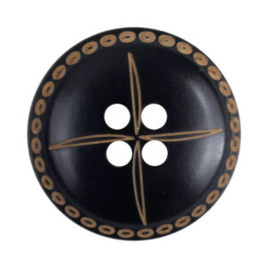 15/20/25mm Vintage Black Convex Laser Engraved Horn Buttons 12pcs