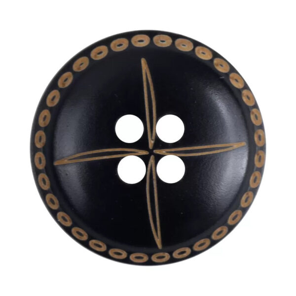 15/20/25mm Vintage Black Convex Laser Engraved Horn Buttons 12pcs