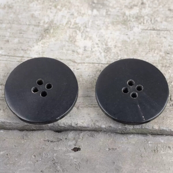 15/20/25mm Vintage Black Convex Laser Engraved Horn Buttons 12pcs - Image 2