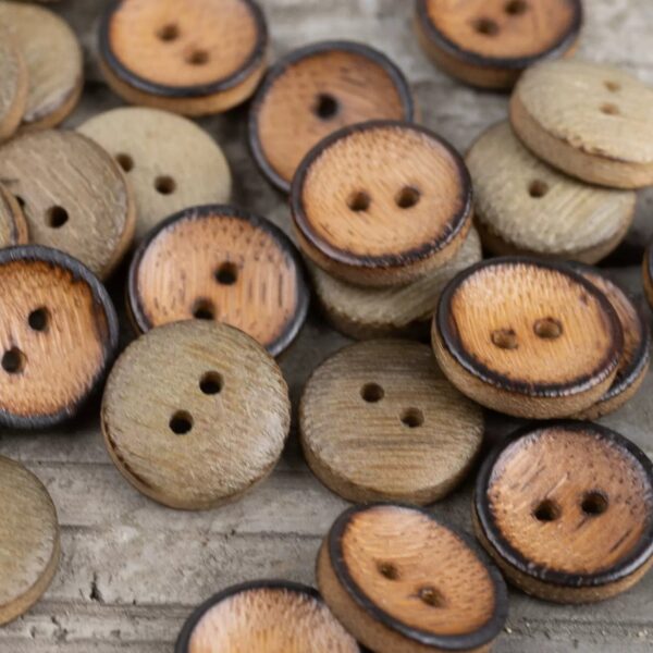13mm Round 2 Hole Japanese Style Burned Edge Bamboo Buttons for Linen Shirts 40pcs - Image 5